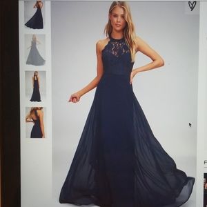 Lulus Navy Blue Lace Maxi Dress